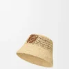 Anagram Bucket Hat in Raffia and Calfskin