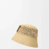 Anagram Bucket Hat in Raffia and Calfskin