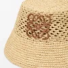 Anagram Bucket Hat in Raffia and Calfskin