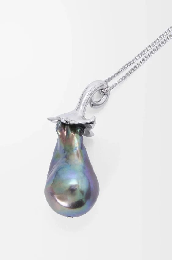 Aubergine Necklace in Sterling Silver and Pearl Aubergine Necklace in Sterling Silver and Pearl