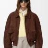 Bomber Jacket in Suede Goatskin