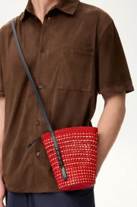 Braid Pocket in Iraca Palm and Calfskin