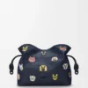 Cats Medium Flamenco Clutch in Embroidered Denim Cats Medium Flamenco Clutch in Embroidered Denim