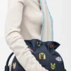 Cats Medium Flamenco Clutch in Embroidered Denim Cats Medium Flamenco Clutch in Embroidered Denim
