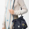 Cats Medium Flamenco Clutch in Embroidered Denim Cats Medium Flamenco Clutch in Embroidered Denim