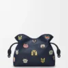 Cats Medium Flamenco Clutch in Embroidered Denim Cats Medium Flamenco Clutch in Embroidered Denim
