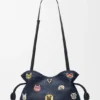 Cats Medium Flamenco Clutch in Embroidered Denim Cats Medium Flamenco Clutch in Embroidered Denim