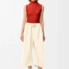 Cropped Belted Trousers in Cotton and Silk Cropped Belted Trousers in Cotton and Silk