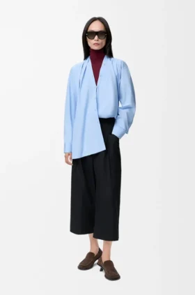 Cropped Trousers in Cotton and Silk Cropped Trousers in Cotton and Silk