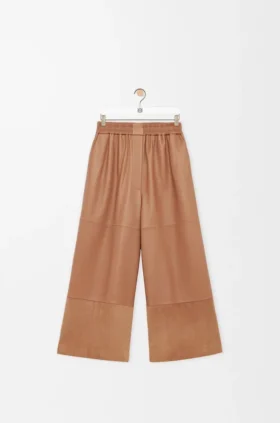 Cropped Trousers in Nappa Lambskin and Suede Goatskin