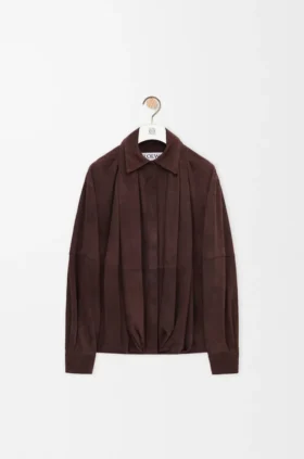Draped Shirt in Suede Goatskin