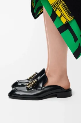 Edge Loafer Mule in Brushed Calfskin