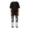 Embroidered Smiley Pattern Loose Short Sleeve Unisex Black S616341X20-1100