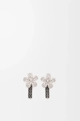 Flor Earrings in Sterling Silver and Crystals