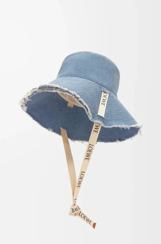 Frayed Fisherman Hat in Denim and Calfskin Frayed Fisherman Hat in Denim and Calfskin