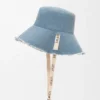 Frayed Fisherman Hat in Denim and Calfskin Frayed Fisherman Hat in Denim and Calfskin