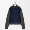 Hybrid Zip-Up Hoodie in Suede Goatskin and Wool Blend
