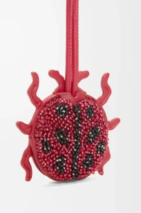 Ladybug Keyfob Charm in Beaded Leather Ladybug Keyfob Charm in Beaded Leather