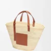 Large Classic Basket in Palm Leaf and Calfskin Large Classic Basket in Palm Leaf and Calfskin