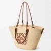 Medium Anagram Basket Bag in Iraca Palm and Calfskin Medium Anagram Basket Bag in Iraca Palm and Calfskin