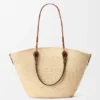 Medium Anagram Basket Bag in Iraca Palm and Calfskin Medium Anagram Basket Bag in Iraca Palm and Calfskin