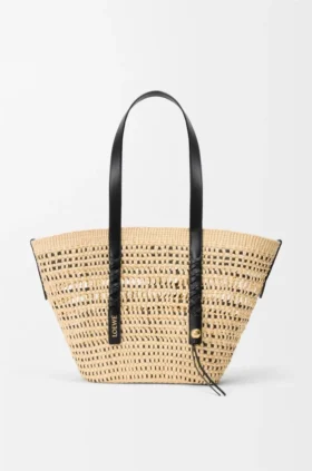 Medium Braid Basket in Iraca Palm and Calfskin