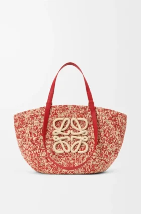 Medium Eclipse Basket in Raffia and Calfskin