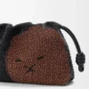 Medium Lion Beads Flamenco Purse in Beaded Canvas and Calfskin