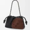 Medium Lion Beads Flamenco Purse in Beaded Canvas and Calfskin