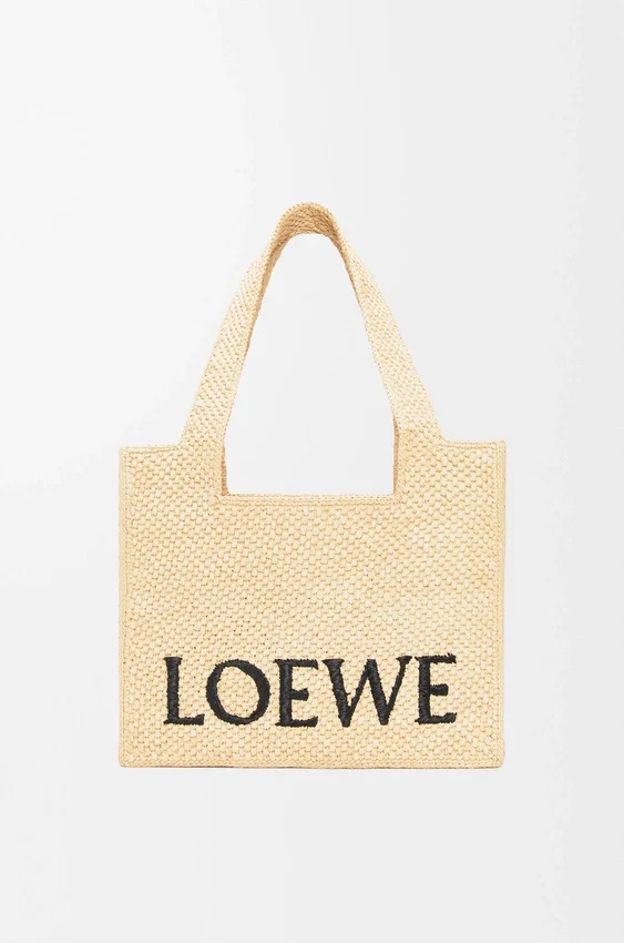 Medium Loewe Font Tote in Raffia Medium Loewe Font Tote in Raffia