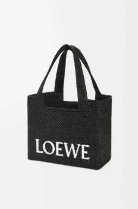 Medium Loewe Font Tote in Raffia