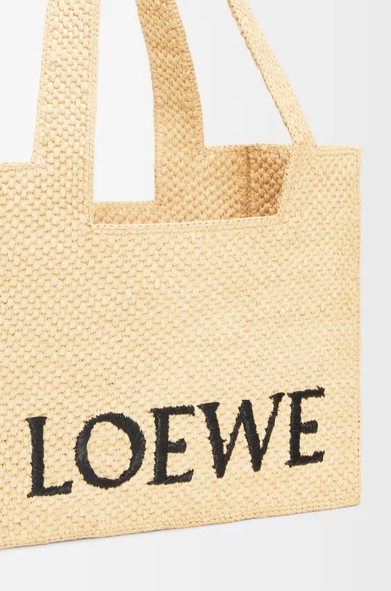 Medium Loewe Font Tote in Raffia Medium Loewe Font Tote in Raffia