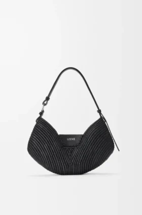 Medium Loewe Swing Bag in Raffia and Calfskin