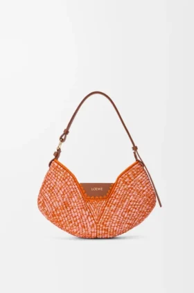 Medium Loewe Swing Bag in Raffia and Calfskin