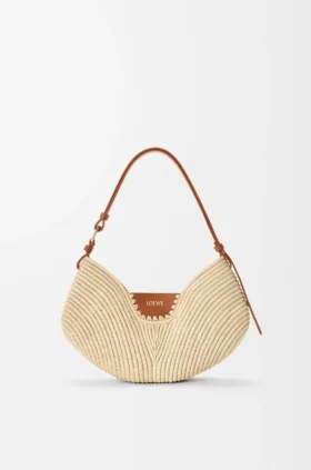 Medium Loewe Swing Bag in Raffia and Calfskin