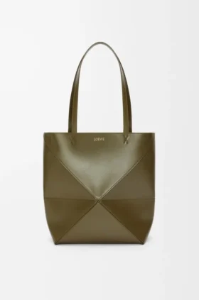 Medium Puzzle Fold Tote in Shiny Calfskin