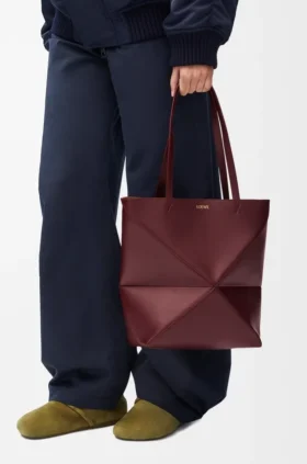 Medium Puzzle Fold Tote in Shiny Calfskin