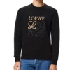 Men”S Loewe Anagram Cotton Round Neck Alphabet Embroidered Sports Classic Black H526341Xa1-1100