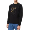 Men”S Loewe Anagram Cotton Round Neck Alphabet Embroidered Sports Classic Black H526341Xa1-1100