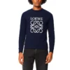 Men”S Loewe Anagram Cotton Round Neck Alphabet Embroidered Sports Classic Navy Blue H526Y24J02-5110