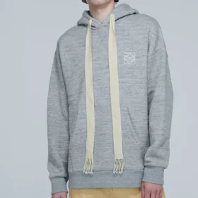 Men”S Loewe Anagram Embroidered Hooded Long Sleeves Gray H6109701Si