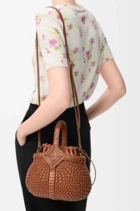 Mini Diamond Round Basket Bag in Calfskin