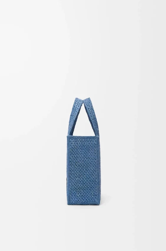 Mini Loewe Font Tote in Raffia Mini Loewe Font Tote in Raffia