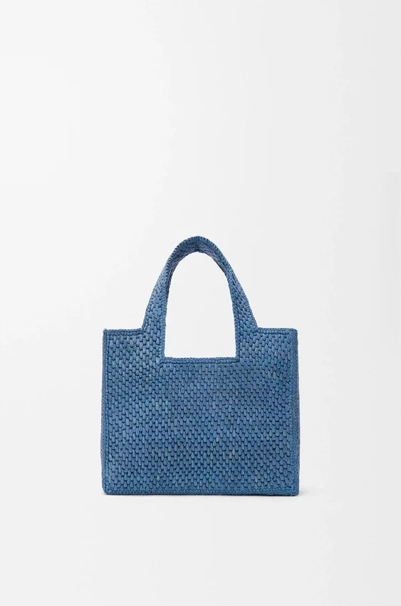 Mini Loewe Font Tote in Raffia Mini Loewe Font Tote in Raffia
