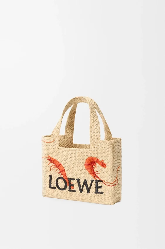 Mini Loewe Font Tote in Raffia Mini Loewe Font Tote in Raffia