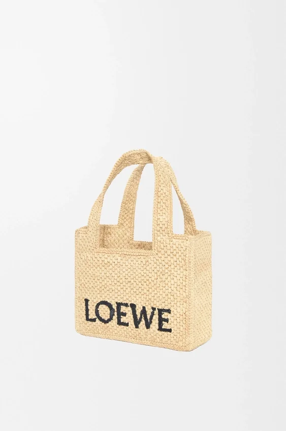Mini Loewe Font Tote in Raffia Mini Loewe Font Tote in Raffia