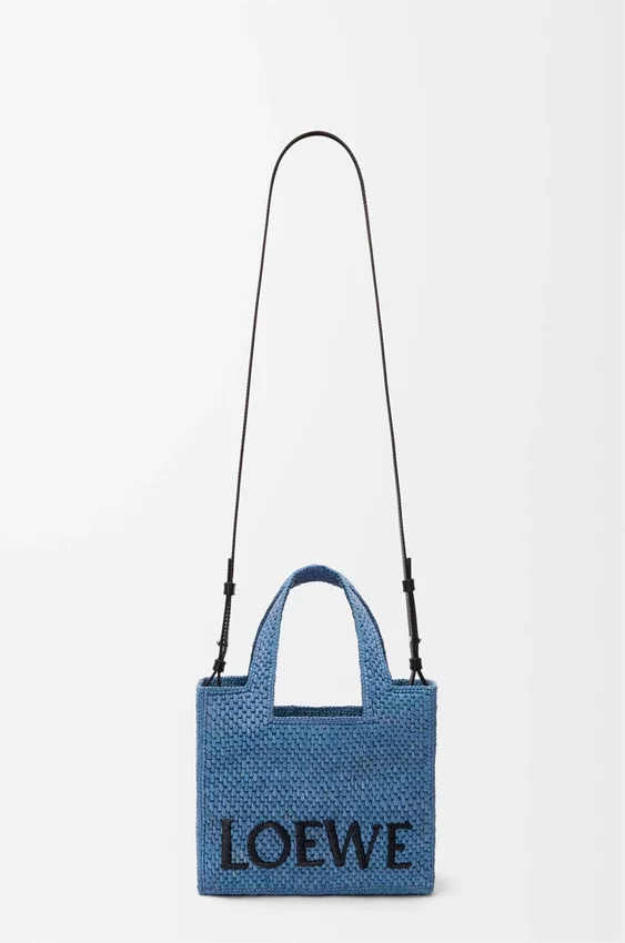 Mini Loewe Font Tote in Raffia Mini Loewe Font Tote in Raffia