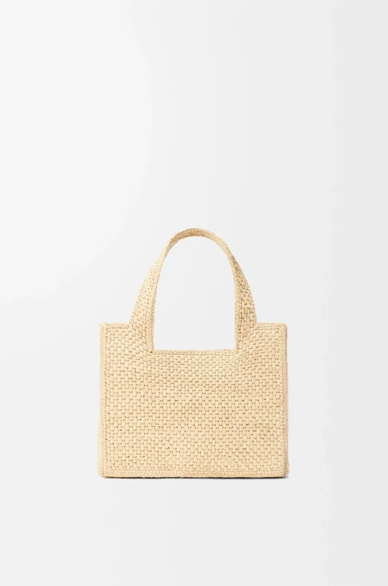 Mini Loewe Font Tote in Raffia Mini Loewe Font Tote in Raffia