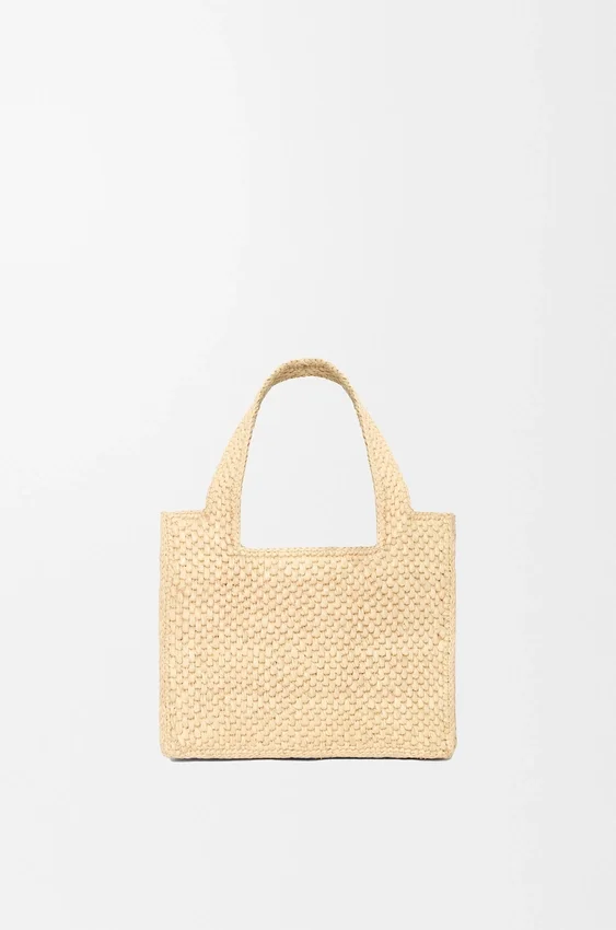 Mini Loewe Font Tote in Raffia Mini Loewe Font Tote in Raffia