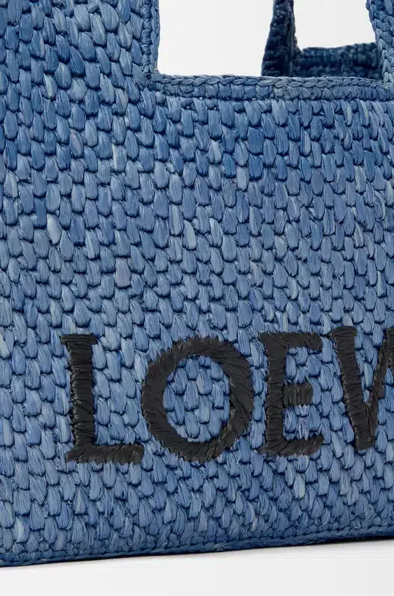 Mini Loewe Font Tote in Raffia Mini Loewe Font Tote in Raffia
